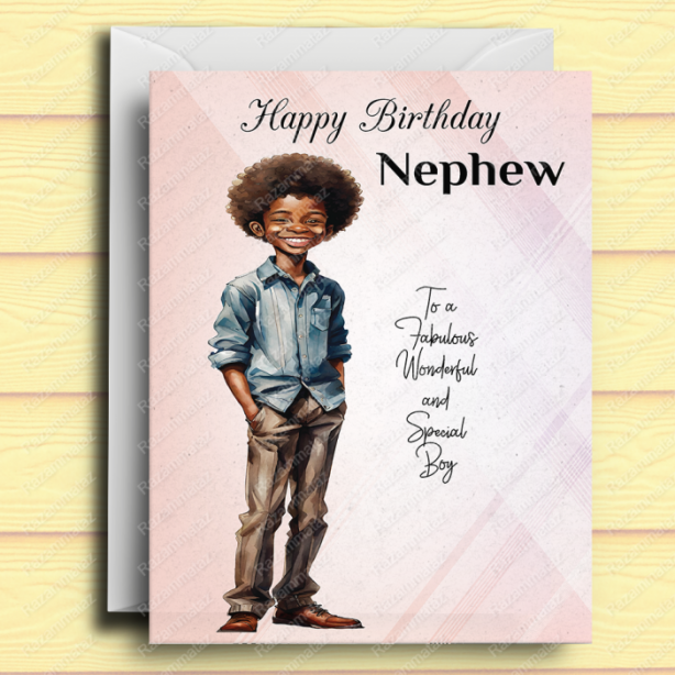 Black Boy Birthday Card P